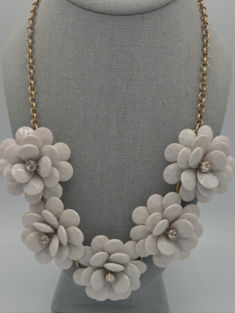 5 for $25! J. Crew Floral Statement Necklace Light Gray